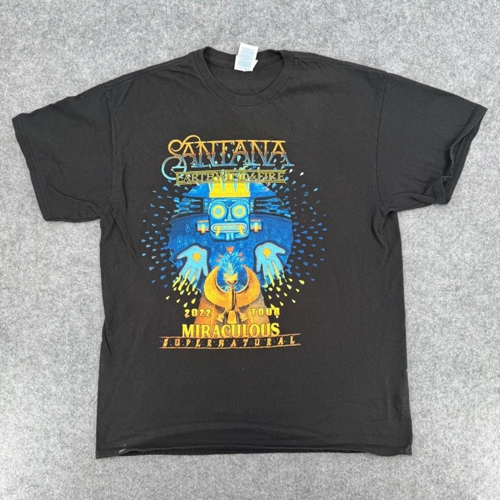 Delta T-Shirt Mens L Miraculous Supernatural Santana Earth Wind & Fire Black EUC
